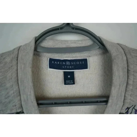 Vintage Sweater Gray 90s Floral Art Women's Medium #662 - Picture 5 of 7